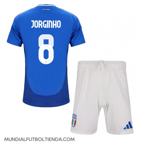 Camiseta Italia Jorginho Frello #8 Primera Equipación Replica Eurocopa 2024 para niños mangas cortas (+ Pantalones cortos)